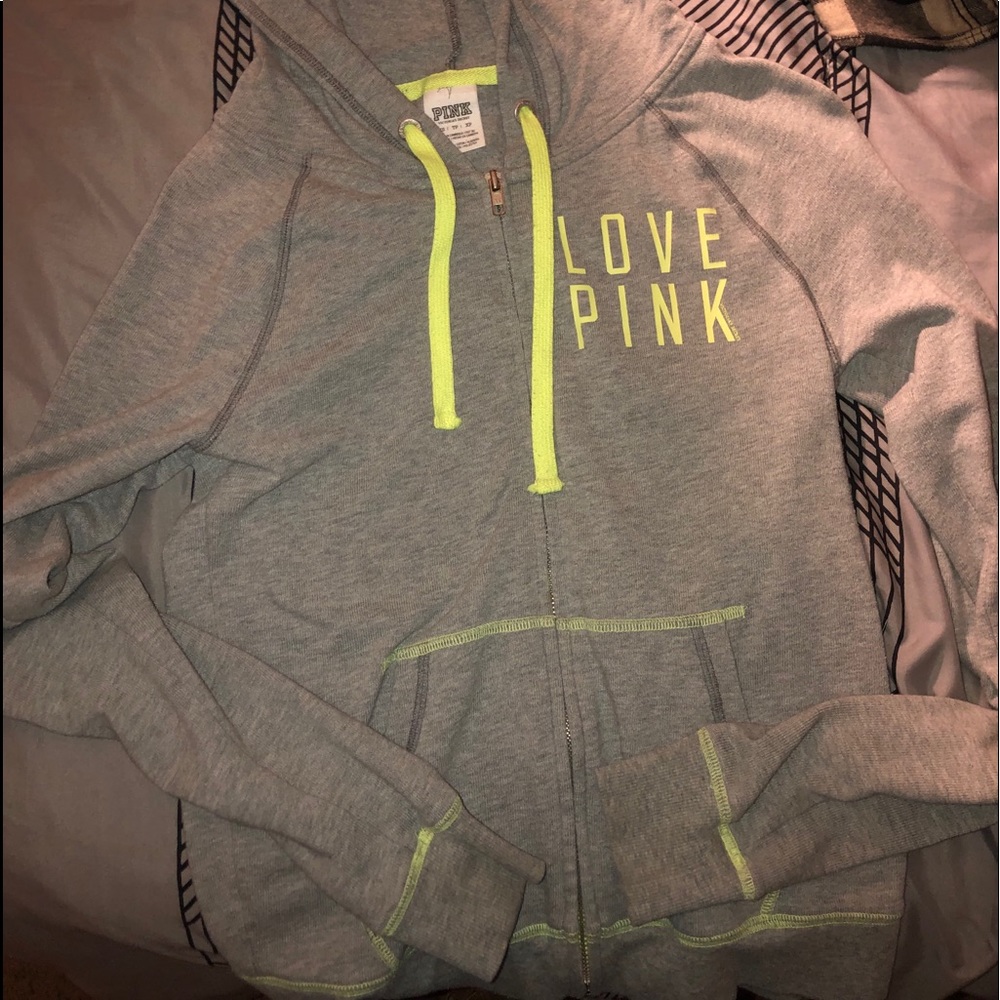 grey victoria secret pink zip up